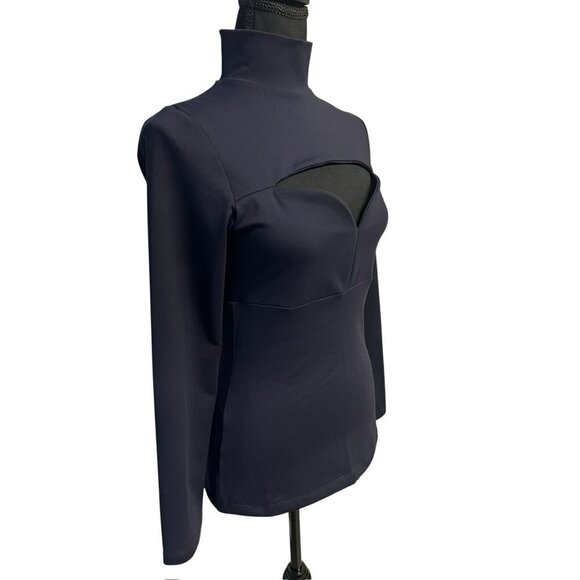 SUSANA MONACO MOCK NECK CUTOUT TOP Long-Sleeve NAVY workattire professional - Picture 7 of 7